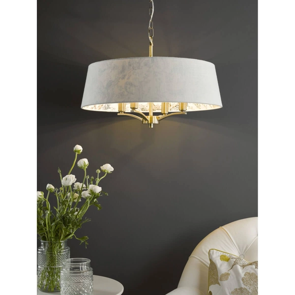 Zwisająca lampa Delft DEL0415-EH Dar Lighting materiałowa biały mosiądz