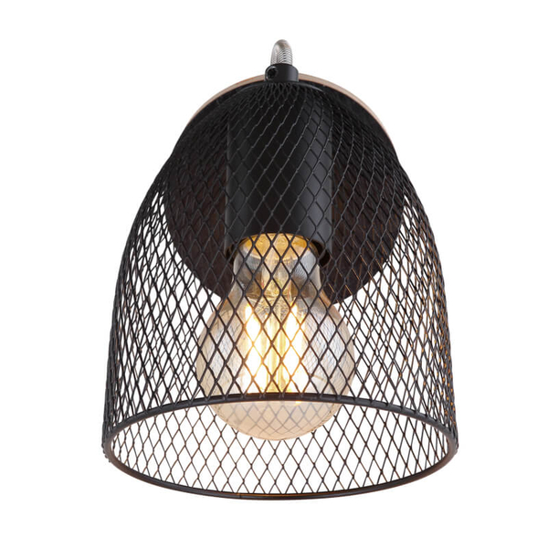Ścienna lampa ruchoma Josina 54034-1 druciana czarna drewno