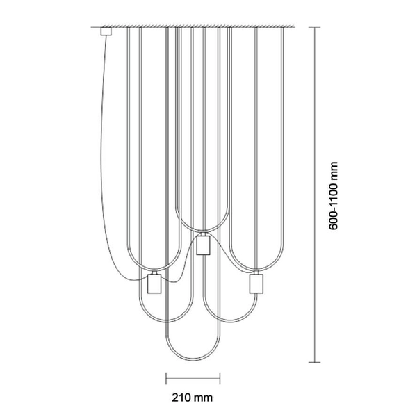 Potrójna lampa wisząca UDIN 9786 Dohar podłużne tuby czarna