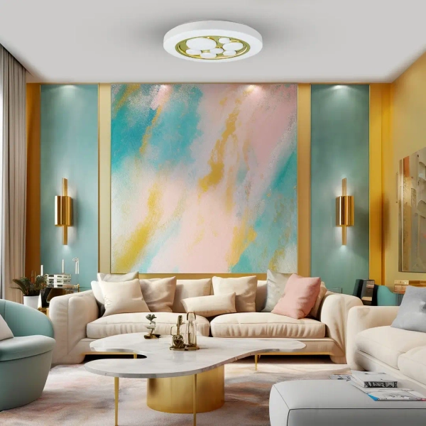 Ledowy plafon z pilotem BUBBLES ML8128 LED 30W 3000-6000K biały złoty