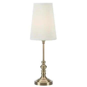 Klasyczna lampa stołowa Noble 108969 ryflowany klosz mosiądz ecru