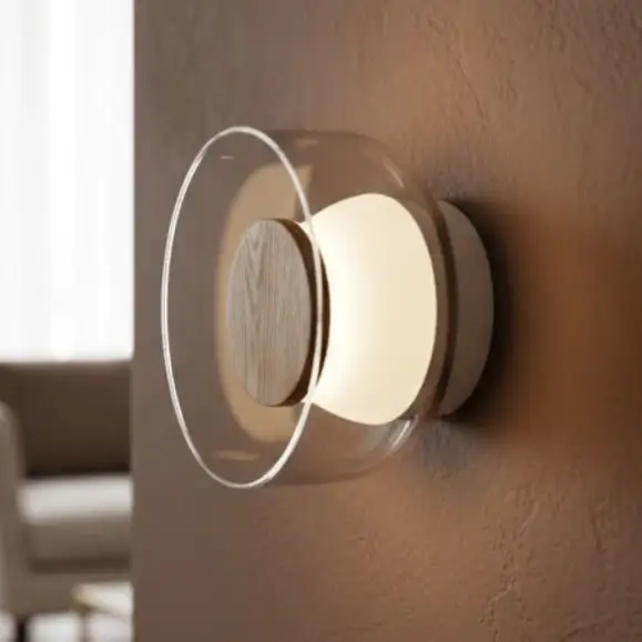 Kinkiet ścienny minimalistyczny DONUT ST-5072W brąz transparentny szklany LED 6W do holu