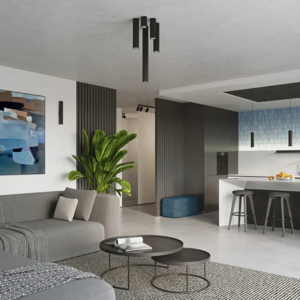 Lampa wisząca potrójna KARBON SL.1575 tubka podłużna czarna