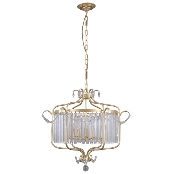 Żyrandol LAMPA wisząca RINALDO PND-33057-6-CH.G Italux metalowa OPRAWA z kryształami crystal ZWIS na łańcuchu złoty szampański