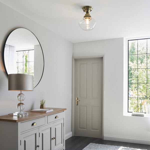 Lampa sufitowa vintage L&-197687 Light& szklany klosz mosiądz