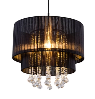 Wisząca lampa glamour Pyra 15099N z kryształkami czarna