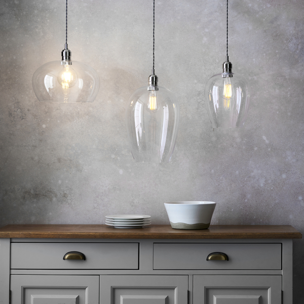 Zwisowa lampa do kuchni L&-1102677 Light& szklana kopuła nikiel