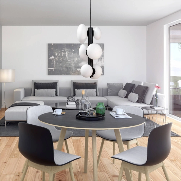 Zwisowa lampa do jadalni Omi 1194 Zumaline molekułowa biała czarna