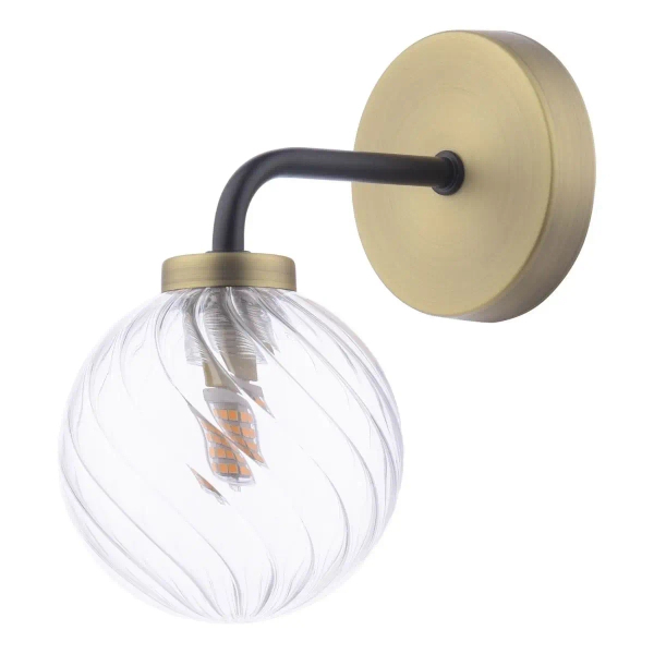 Kulista lampa ścienna Layney LAI0754-03 szklana na korytarz mosiądz