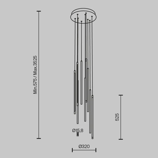 Zwisająca lampa Lightstick MOD236PL-L54B3K LED 46W 3000K sople czarne