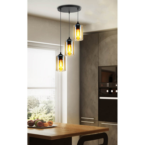 Wisząca lampa nad stół Bistro 33-00576 szklana brązowa czarna