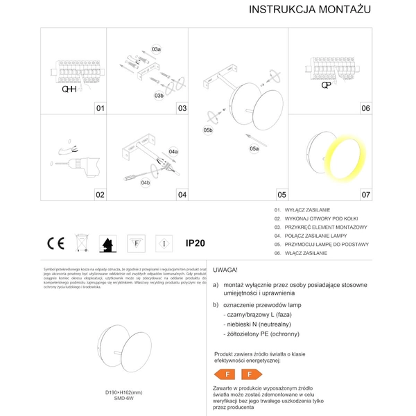 Kinkiet natynkowy okrągły Talor 622101102 Elkim LED 6W 3000K do sypialni biały