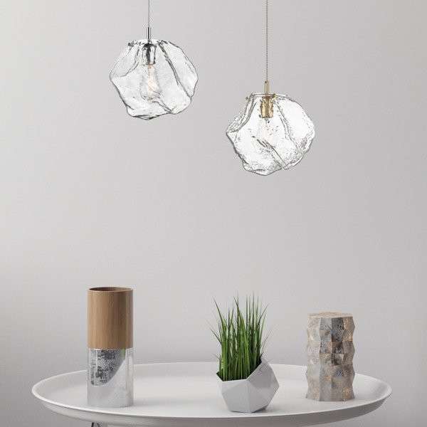 Wisząca lampa ROCK P0488-01B-U8AC szklana kamień złoty przezroczysty