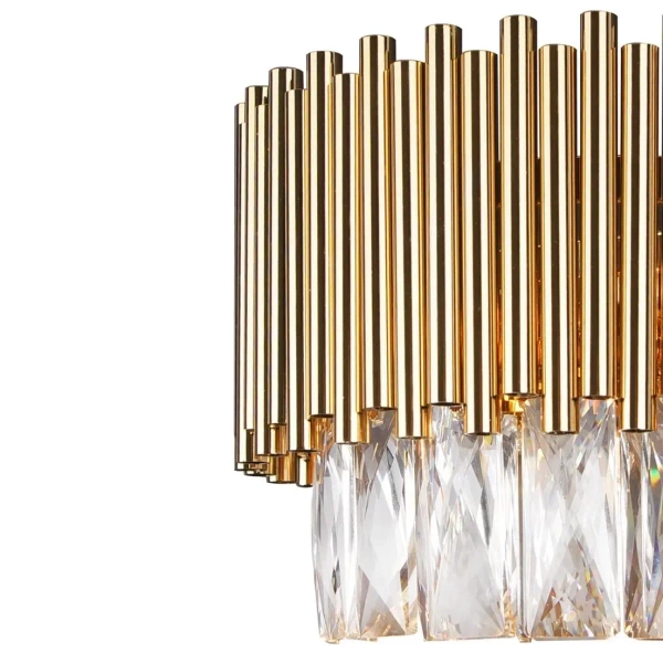 Kinkiet LAMPA ścienna PASSION W0250 Maxlight półokrągła OPRAWA glamour kryształki crystal złote przezroczyste