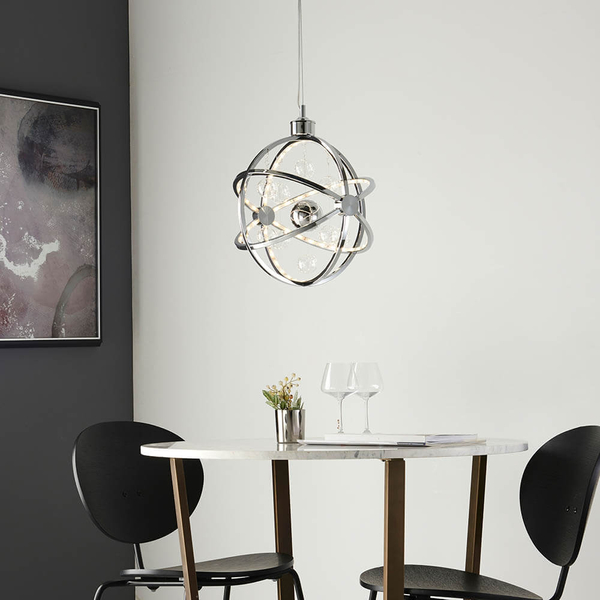 Kulista lampa wisząca Muni MUNI-CH-S LED 6,3W 3000K molekuły chrom