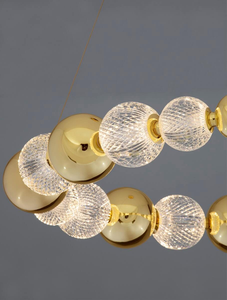 Okrągła lampa wisząca Ponce bąbelki LED 46W 3200K crystal złota