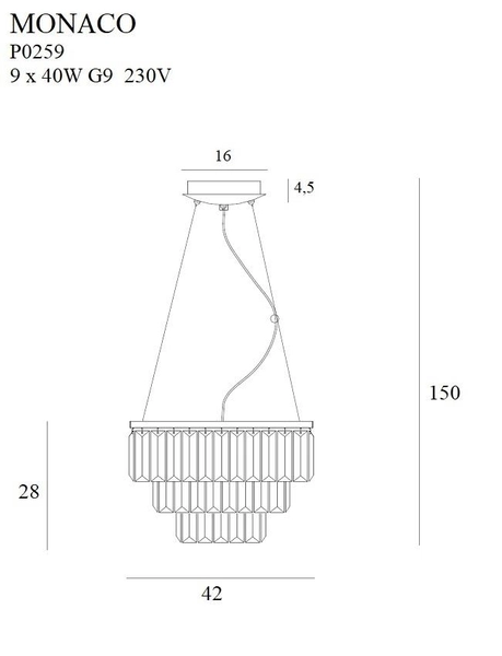 LAMPA wisząca MONACO P0259 Maxlight kryształowa OPRAWA zwis glamour crystal przezroczysty