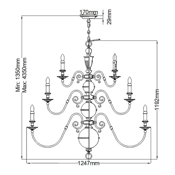 Żyrandol salonowy Cambridge HK-CAMBRIDGE25 Hinkley klasyczny mosiądz