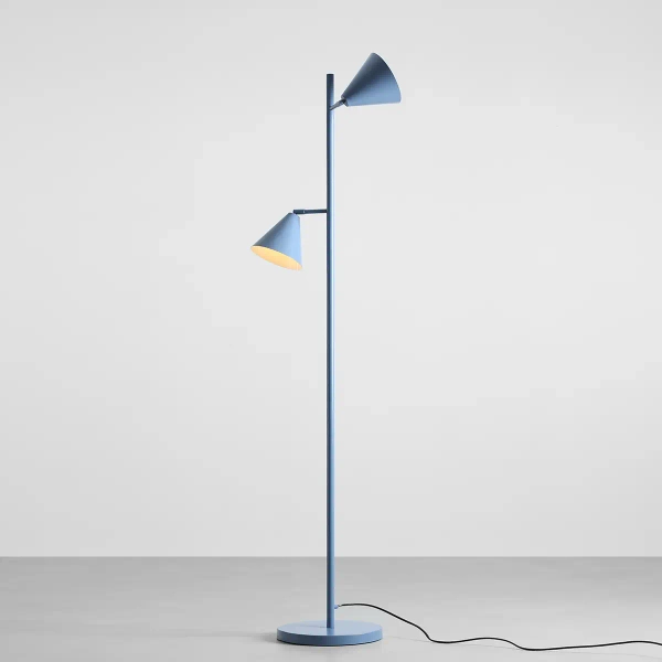 Stożkowa lampa podłogowa FORM 1108A16_2 do sypialni niebieska