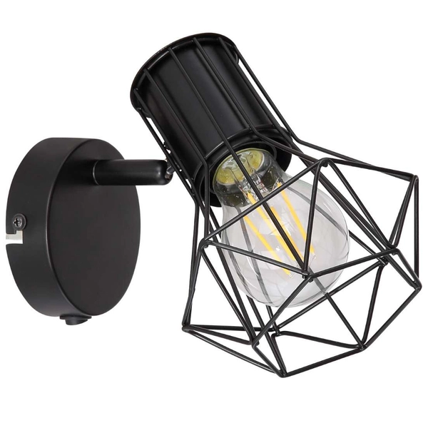 Druciana LAMPA ścienna PRISKA 54017-1 Globo regulowana OPRAWA metalowy reflektorek industrialny czarny