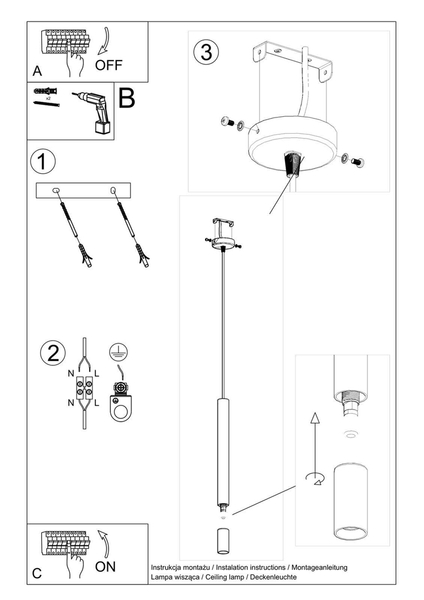 Metalowa lampa wisząca SL.0957 salonowa tuba nad stół biała