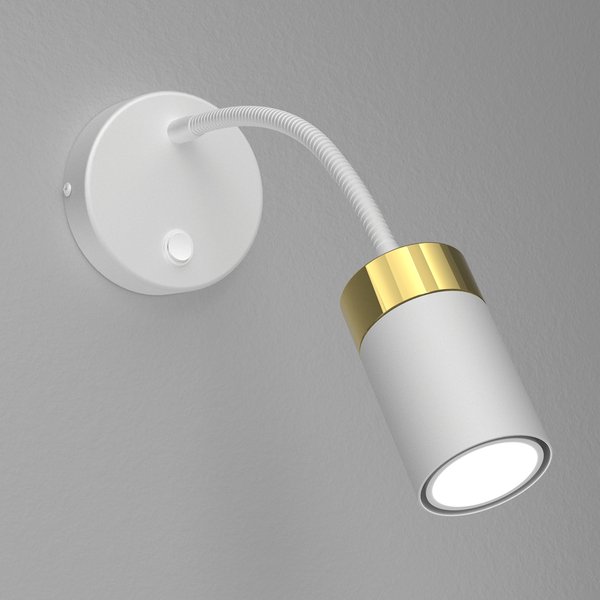 Metalowa lampa ścienna Joker z włącznikiem biała złota