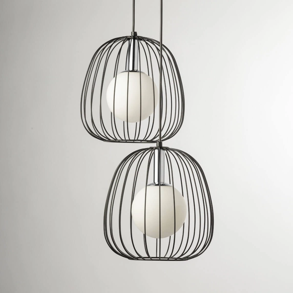 Podwójna lampa wisząca Bell 40724 Sigma zwis bańki czarna srebrna