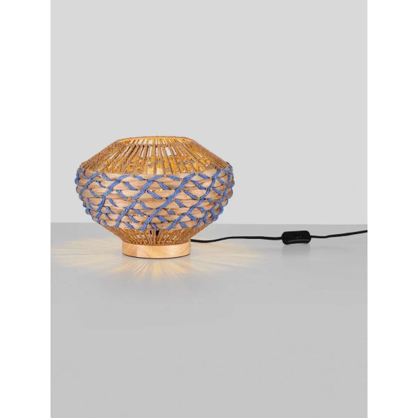 Stołowa lampa LOMVERO LE45357 do salonu boho brązowa niebieska