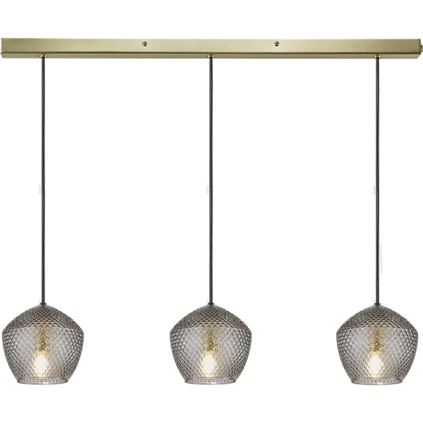 Szklana lampa wisząca Orbiform 2010693047 potrójna bursztynowa czarna