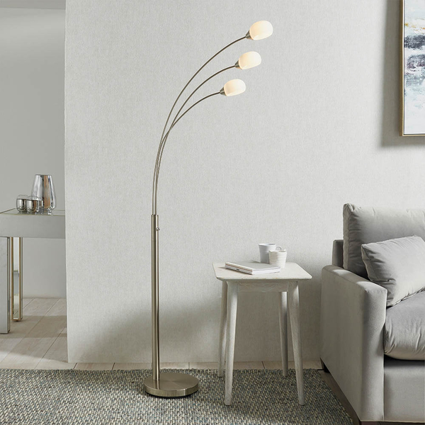 Łukowa lampa podłogowa Jaspa 76568 LED 5,5W 3000K srebrny biały