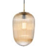 Szklana wisząca lampa Abrielle ABR0106 nad stół żebrowana bursztynowa