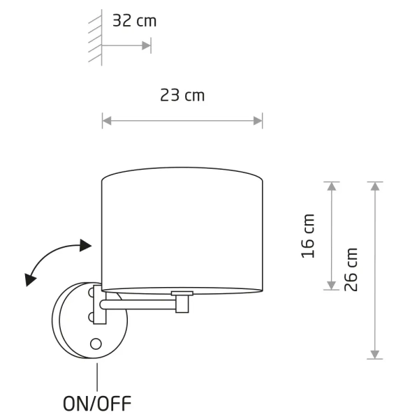 Tkaninowa lampa ścienna HOTEL MOOD 11788 z włącznikiem chrom szara