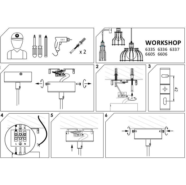Wisząca LAMPA industrialna WORKSHOP 6336 Nowodvorski drut OPRAWA pręt ZWIS miedź czarny