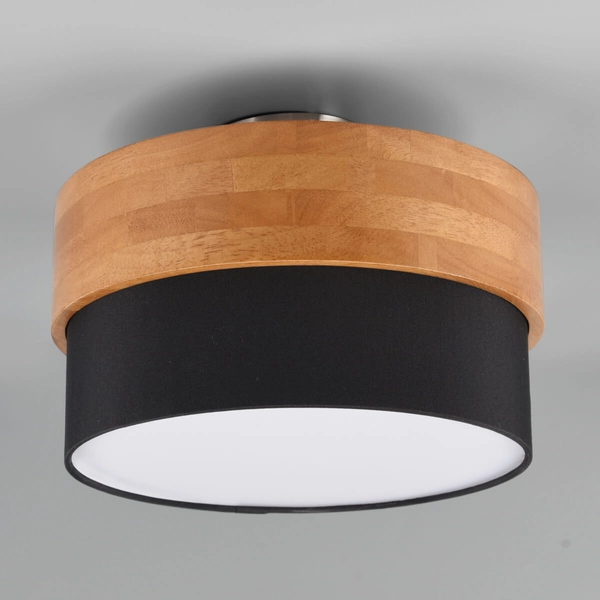 Nasufitowy plafon do jadalni SEASONS 611500202 okrągły drewniany czarny