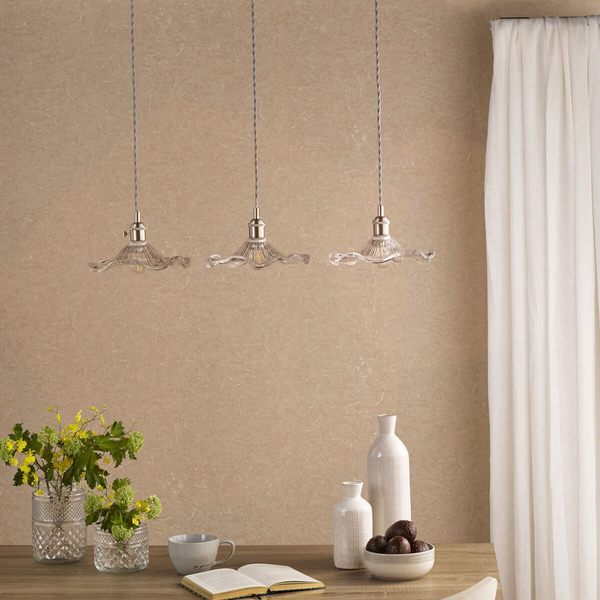 Wisząca lampa szklana Hadano HAD3661-12 falista chrom przezroczysty