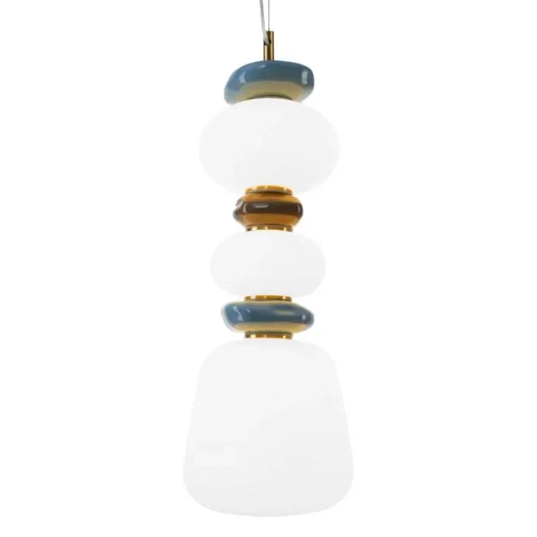 Wisząca lampa do salonu ceramika Evans PND-94981V-3B-GD LED 15W 3000K biała złota