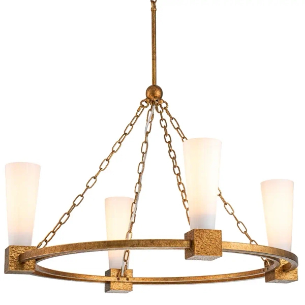 Łańcuchowa lampa wisząca Kristy KRISTY4-DG-OPAL tubki biała złota