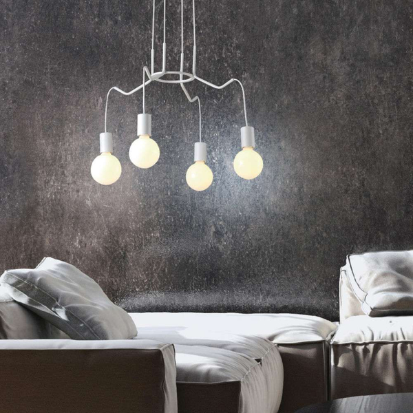 Wisząca lampa BASSO 34-71002 metalowa zwis pająk industrialny biały