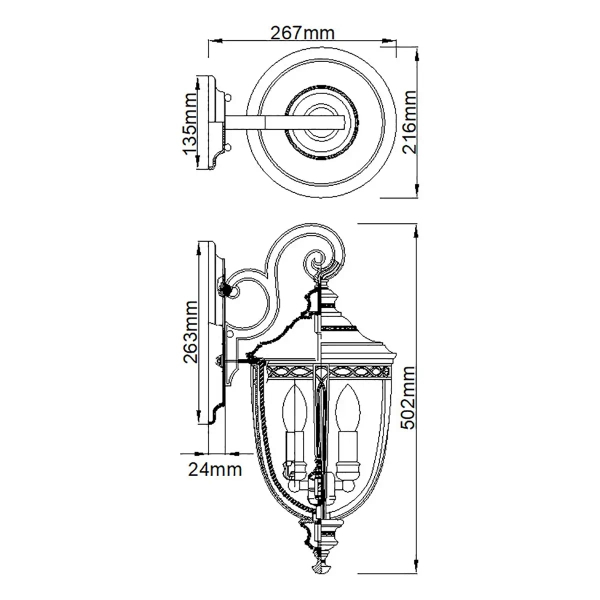 Elewacyjna LAMPA ogrodowa English FE-EB2-M-BLK Elstead FEISS zewnętrzna OPRAWA elewacyjna klasyczna outdoor IP44 czarna przezroczysta