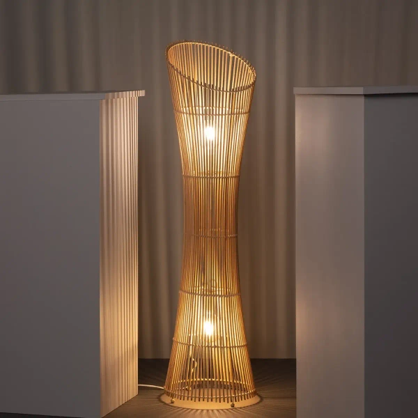 Podłogowa lampa Boho ABR-LP1-BH-E27 Abruzzo do salonu bambus brązowy