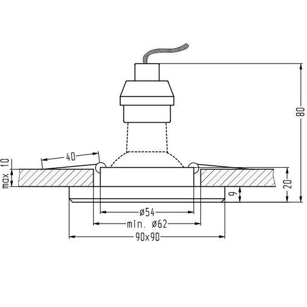 Kwadratowa lampa podstropowa 226934 do pokoju LED 2,1W niebieska