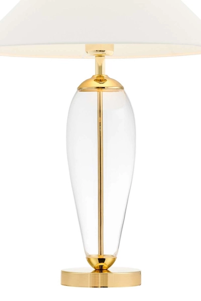 Biurkowa LAMPKA abażurowa REA 40609101 Kaspa stołowa LAMPA stojąca nocna do sypialni złota przezroczysta biała