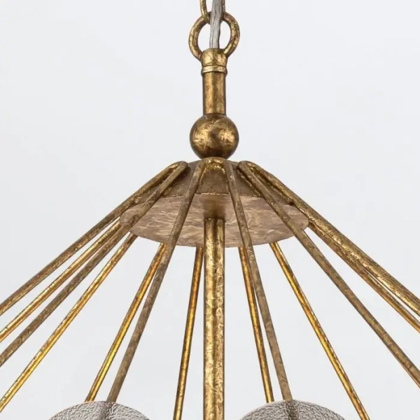 Łańcuchowa lampa wisząca Meridian QN-MERIDIAN-3P-DG krążki przydymione złote