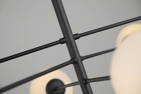 Wisząca lampa loftowa Oviedo do holu molekuły czarna biała