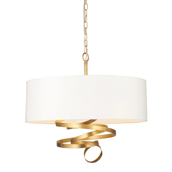 Lampa wisząca z abażurem L&-195268 Light& serpentyna hampton złota ecru