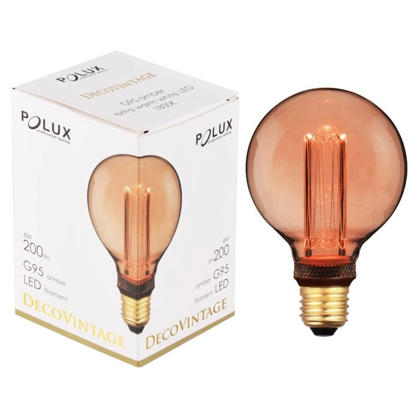 Okrągła żarówka dekoracyjna DecoVintage 317728 Polux G95 LED E27 bańka 4W 200lm 230V biała ciepła