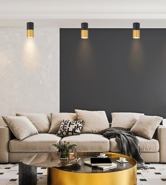 Lampa sufitowa 2282688 loftowa metalowy plafon tuba czarna złota