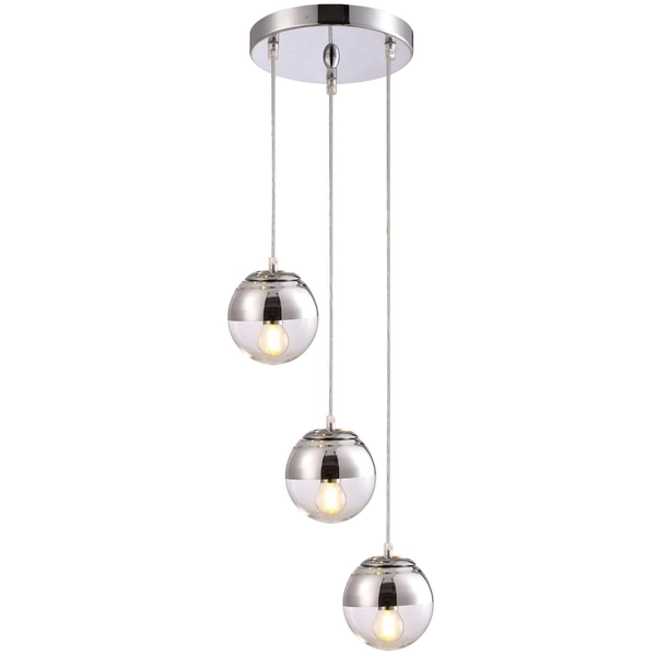 LAMPA wisząca Layla K-8034B-3 Kaja kulista OPRAWA szklana ZWIS kula ball chrom przezroczysty