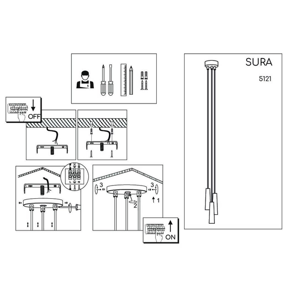Potrójna lampa wisząca Sura 5121 Shilo podłużna nad stół czarna