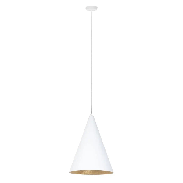 Minimalistyczna lampa wisząca VESUVIO 41026 stożek kompozyt biały